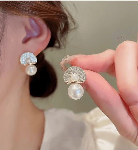 Iris Pearl Stud Earring - SubhagAlankar