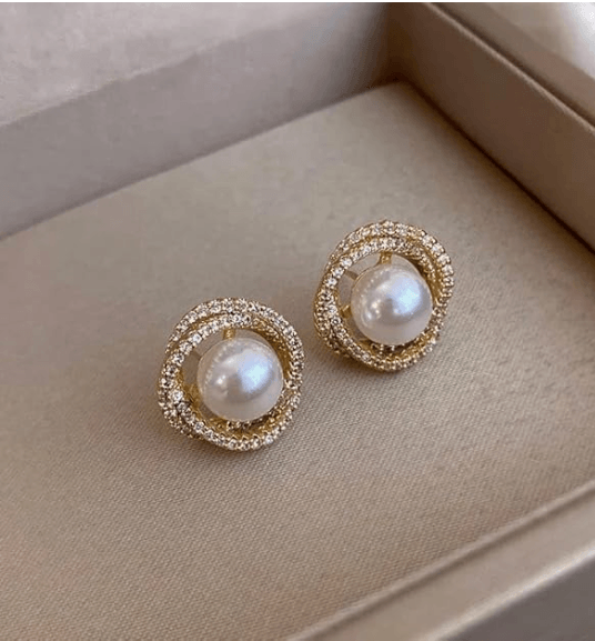 Alice Spiral Pearl Stud - SubhagAlankar