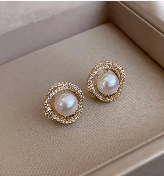 Alice Spiral Pearl Stud - SubhagAlankar