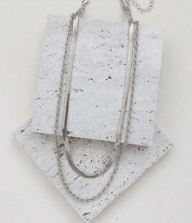 Stack it Up- 14k Silver Plated Double Layer Necklace - SubhagAlankar