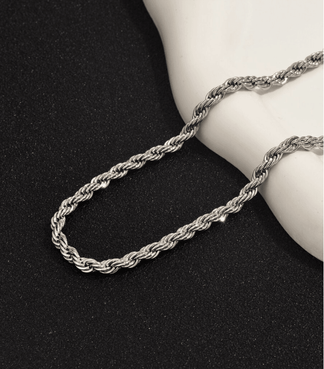 Silver Plated Rope Chain For Men - SubhagAlankar