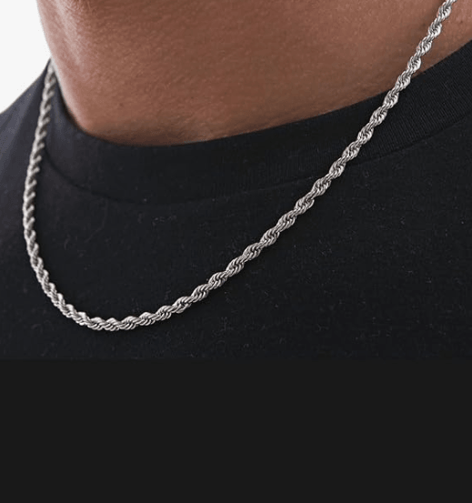 Silver Plated Rope Chain For Men - SubhagAlankar