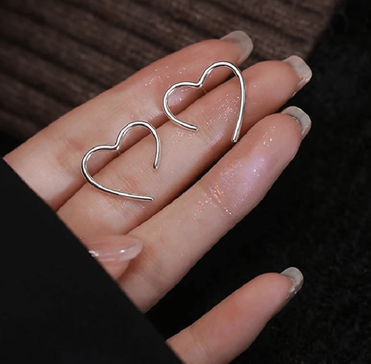 Minimal Silver Abstract Heart Stud - SubhagAlankar
