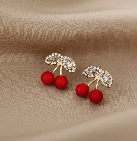 Sparkling Cherry Stud Earrings - SubhagAlankar
