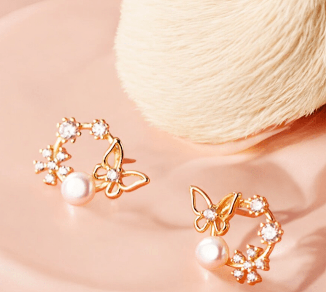 Floral Butterfly Rath Stud Earring - SubhagAlankar