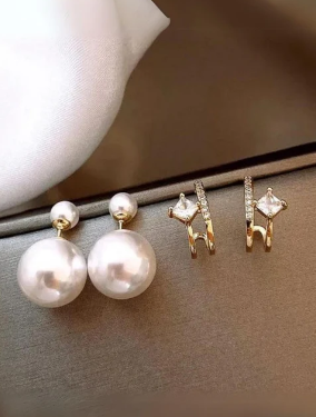 Golden Adjustable Pearl Drop Earring - SubhagAlankar
