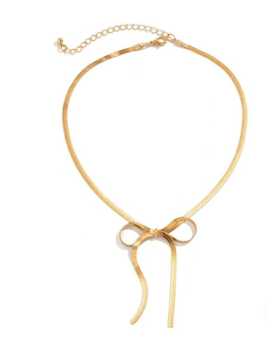 Long bow Knot Gold Necklace - SubhagAlankar