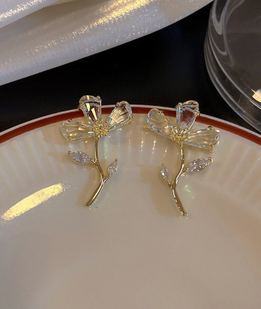 Crystal Petal Flower Studs - SubhagAlankar