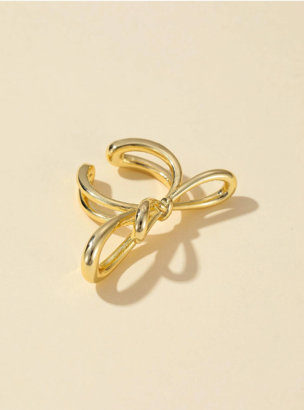`18k Gold Pated Adjustable Bow Ring - SubhagAlankar