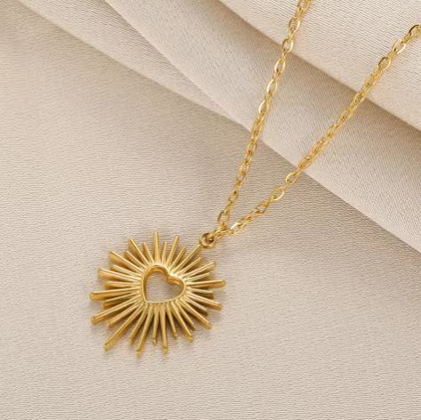 Sunburst Heart Pendant Necklace - SubhagAlankar