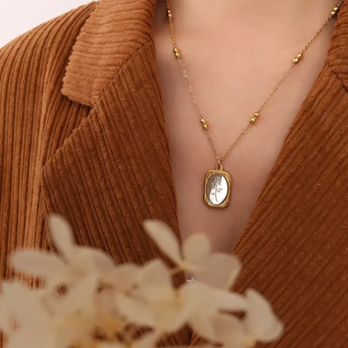 Vintage Mirror Pendant Necklace - SubhagAlankar