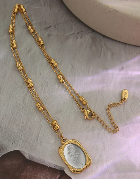Vintage Mirror Pendant Necklace - SubhagAlankar