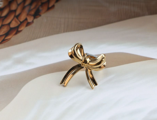 Golden Flexi-Bow Luxe Ring - SubhagAlankar