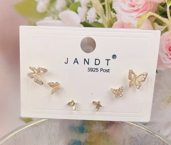Dainty Butterfly Charm Studs Set - SubhagAlankar