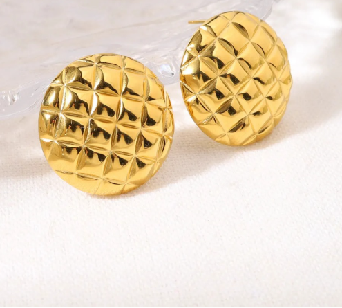 Golden Statement Woven Texture Stud - SubhagAlankar