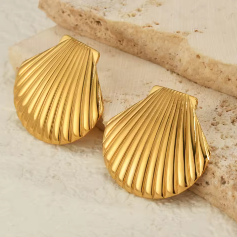 18K Gold Plated Shell Stud Earrings - SubhagAlankar
