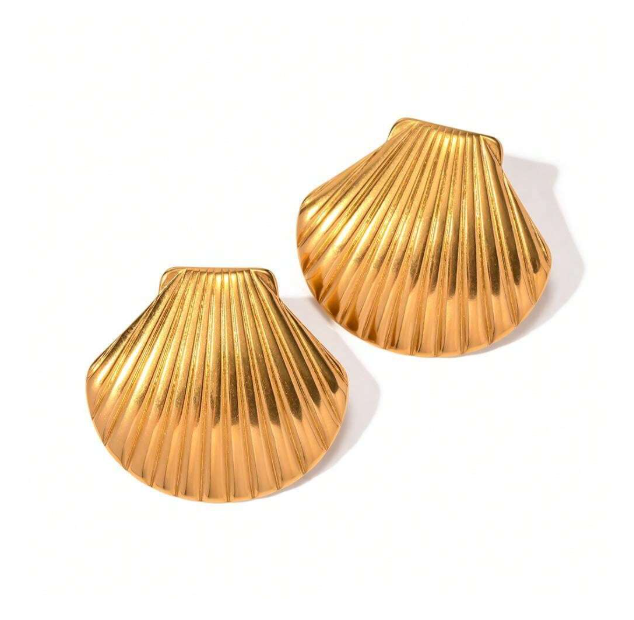 18K Gold Plated Shell Stud Earrings - SubhagAlankar