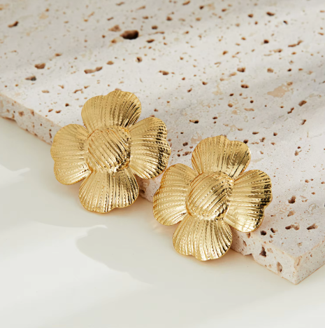 18K Gold Plated Bold Statement Flower Stud - SubhagAlankar