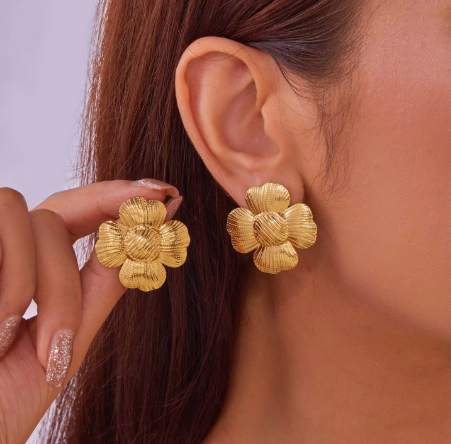 18K Gold Plated Bold Statement Flower Stud - SubhagAlankar