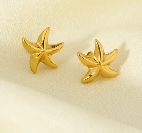 Golden Starfish Stud Earring - SubhagAlankar