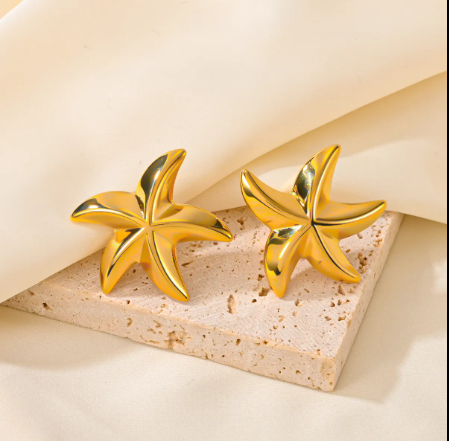 Golden Starfish Stud Earring - SubhagAlankar