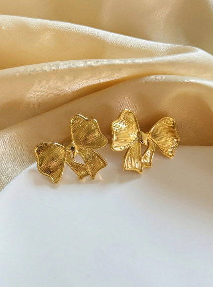 Sia's Golden Bow Statement Stud Earring - SubhagAlankar