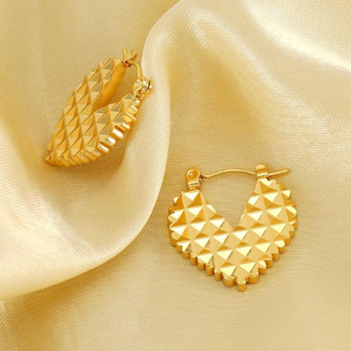 Pyramid Stud Heart Hoop Earrings - SubhagAlankar