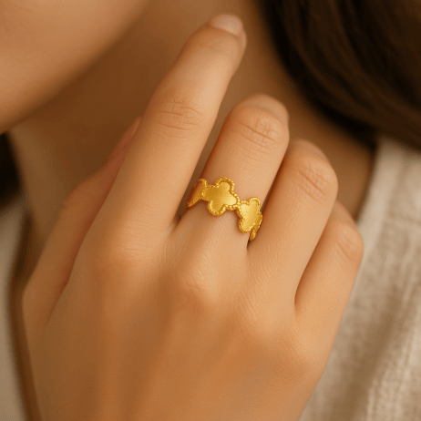 18K Gold Plated Clover Ring