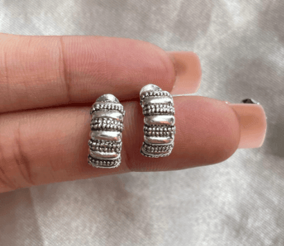Mini Oxidised Silver Studs (Pack of 6) - SubhagAlankar