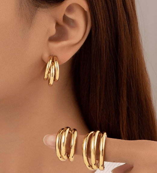 Triple Layer Hoop - Gold - SubhagAlankar