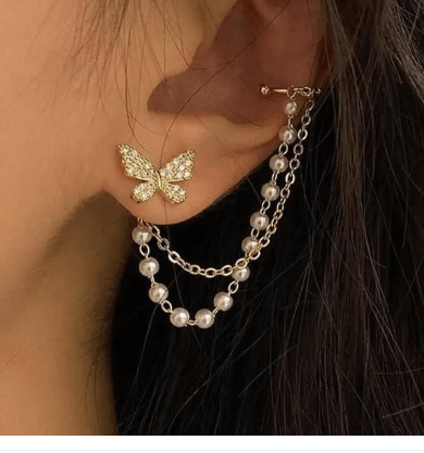 Butterfly Ear cuff Tassel Earring - SubhagAlankar