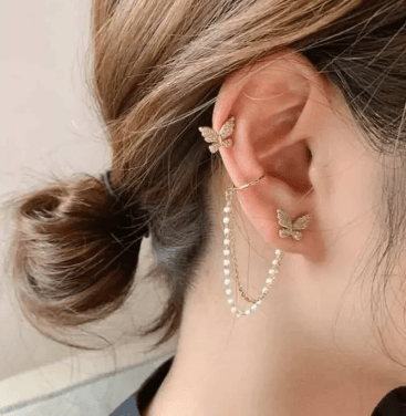 Butterfly Ear cuff Tassel Earring - SubhagAlankar