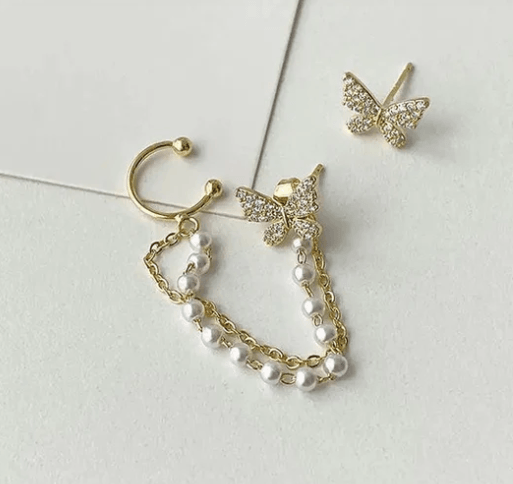 Butterfly Ear cuff Tassel Earring - SubhagAlankar