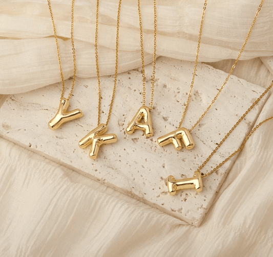 Bubble initial Necklace- 18K Gold Plated - SubhagAlankar