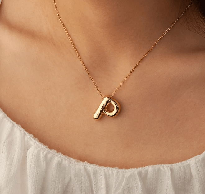 Bubble initial Necklace- 18K Gold Plated - SubhagAlankar