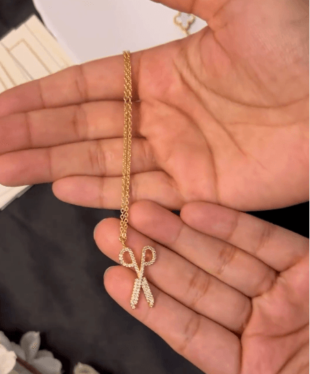 Rhinestone Scissor Necklace - 18k Gold Plated - SubhagAlankar
