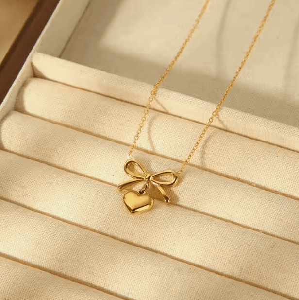 Ella’s Bow Heart Necklace - SubhagAlankar