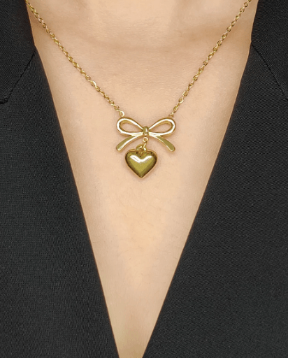 Ella’s Bow Heart Necklace - SubhagAlankar