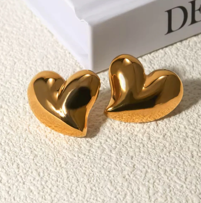 Dainty Gold Heart Stud Earring - SubhagAlankar