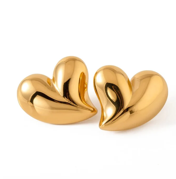 Dainty Gold Heart Stud Earring - SubhagAlankar