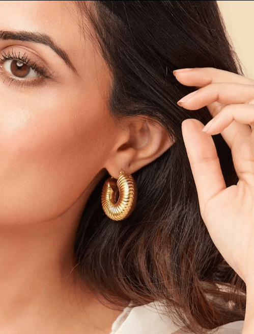 Statement Gold Coil Earring - SubhagAlankar