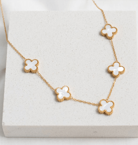 Statement White Clover Necklace - SubhagAlankar