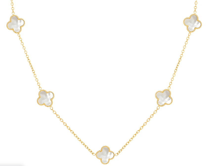 Statement White Clover Necklace - SubhagAlankar