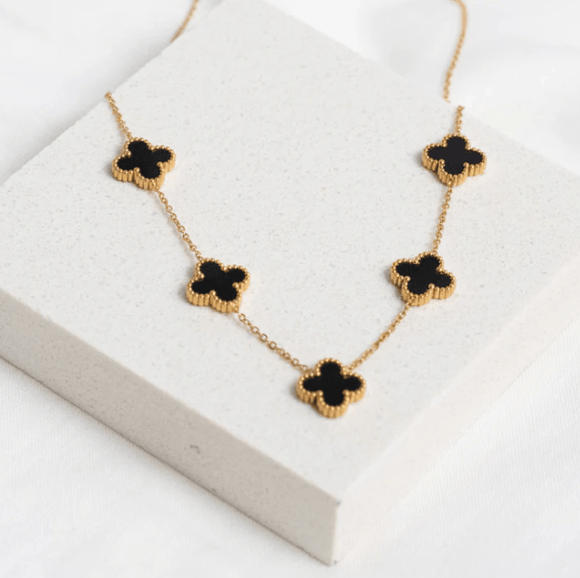 Statement Black Clover Necklace - SubhagAlankar
