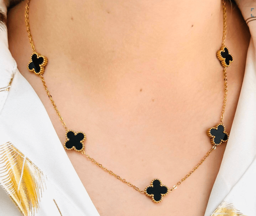 Statement Black Clover Necklace - SubhagAlankar