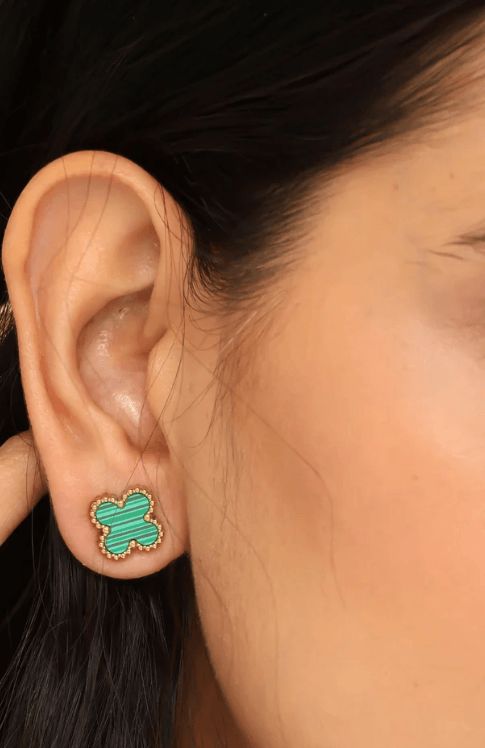 Statement Green Clover Studs - SubhagAlankar
