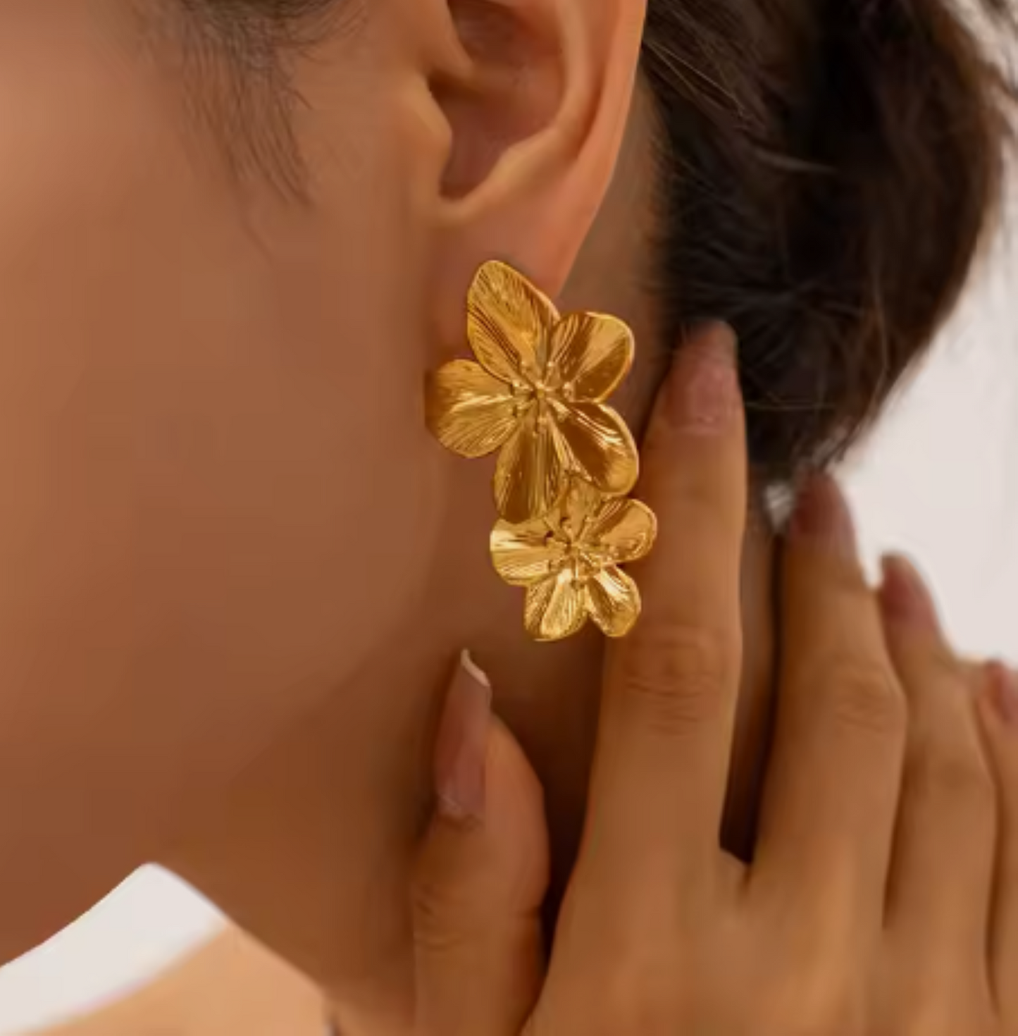 Golden Statement Flower Drop Earring - SubhagAlankar