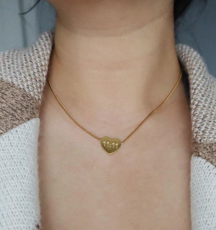 11:11 Angle Number Heart Necklace - SubhagAlankar