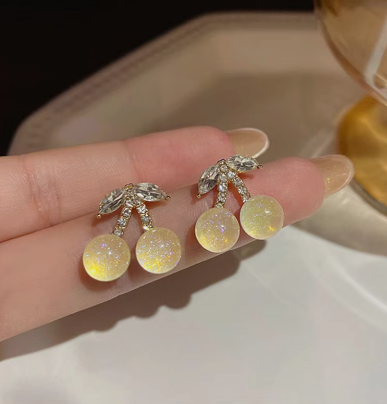 Crystal Cherry Stud Earrings - SubhagAlankar