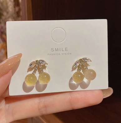 Crystal Cherry Stud Earrings - SubhagAlankar